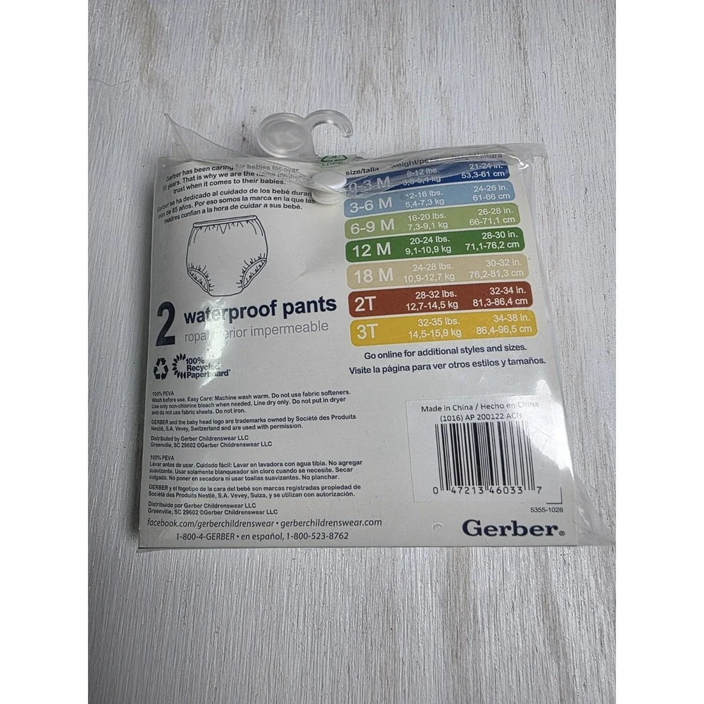 Vintage 2 Pack Gerber Sz 2T 28-32 lbs Waterproof Pants Baby Diaper Covers NEW